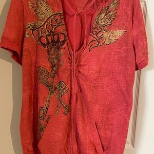 Short sleeve hooded top